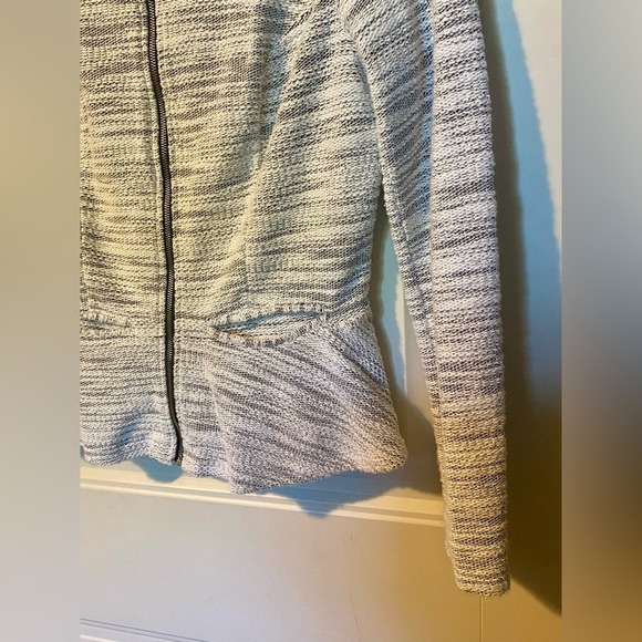 Black/White Blend Full Zip Long Sleeve Blazer Jacket - Picture 5 of 5